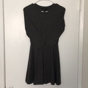 Charcoal Gray Long Sleeve Skater Dress